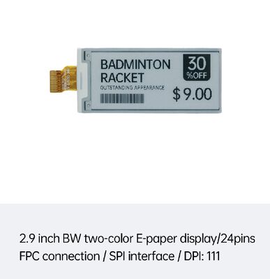 Un buon prezzo. 2Display di inchiostro elettronico in bianco e nero da 0,9 pollici con interfaccia SPI per Smart ESL e Retail in linea