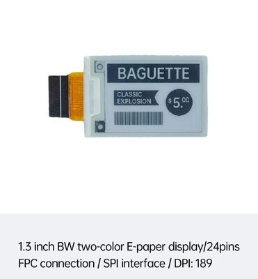 Un buon prezzo. Display E Ink bianco e nero da 1,3 pollici con interfaccia SPI per etichette elettroniche e smart home in linea