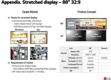 Display LCD allungato a barra Segnaletica digitale LG 88'' LD880DEN-UKA2 3840*1080 Pixels 56 Pin 1.07B Colori 700CD/M2